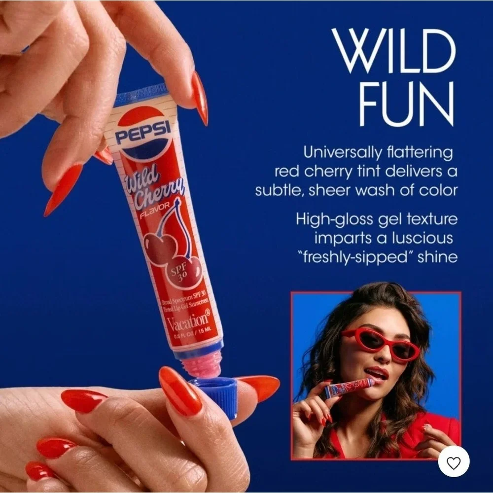 Vacation x PEPSI Tinted Lip Gel Sunscreen - Wild Cherry Pepsi - 0.5 fl oz NIB - Picture 7 of 14